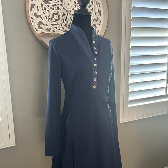 Calliope Dress Kiona Flare Womens Long Sleeve Button Down Navy Golf Pockets SZXL - Picture 4 of 8